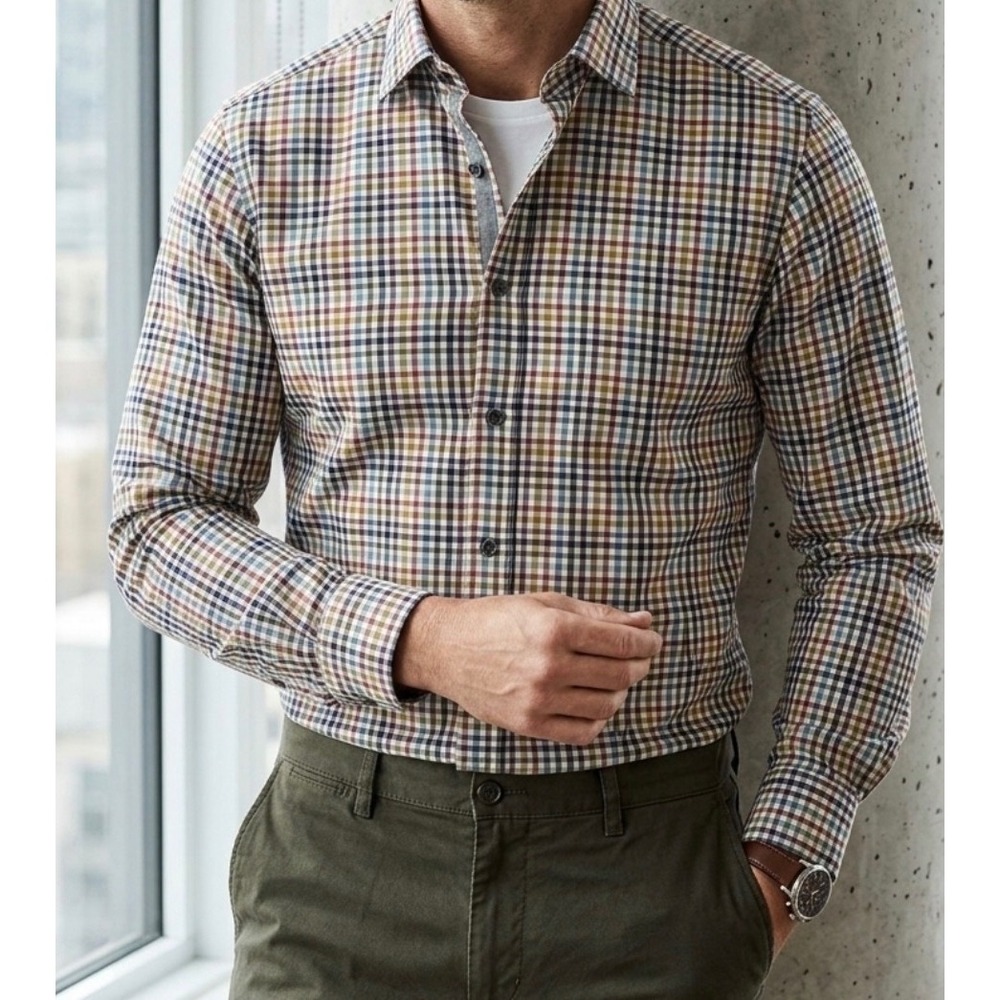 Rodd & Gunn Multi Color Check Button Down Sports Fit Italian Fabric Mens Size M